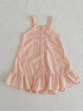 Zara Peach Ruffle-Trim Button-Front Kids Dress